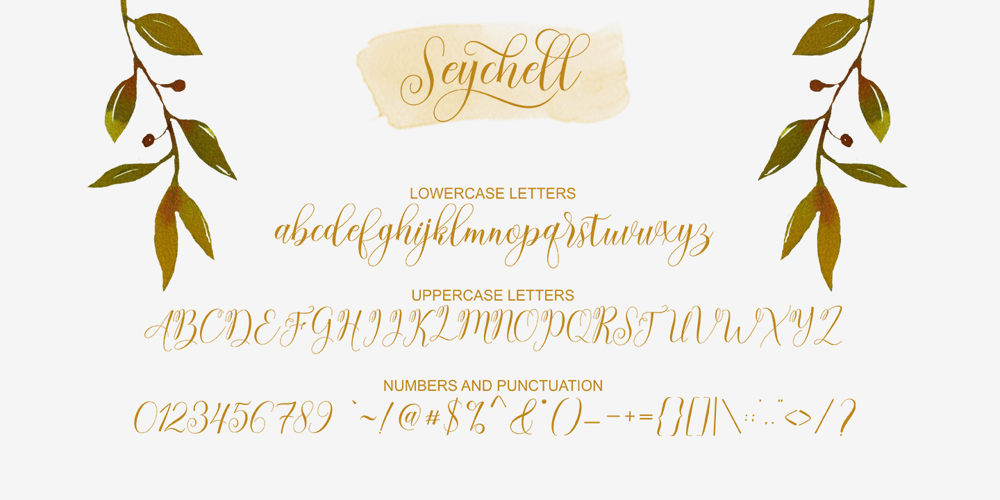 Beispiel einer Seychell Script Regular-Schriftart